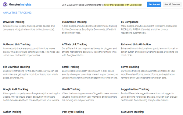monsterinsights plugin features 
