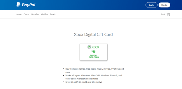 PayPal buy Xbox gift card online