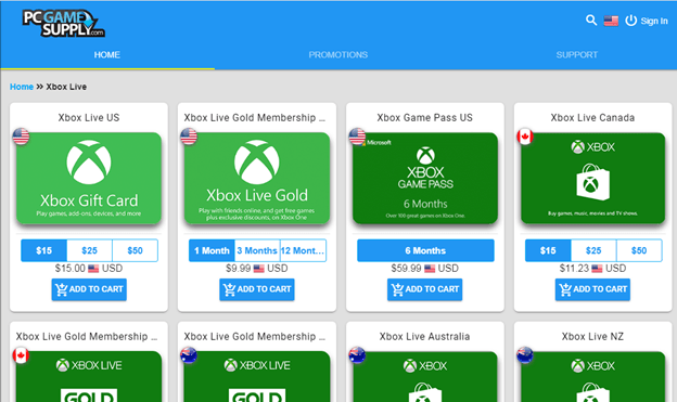 PC Game Supply for xbox gift card 