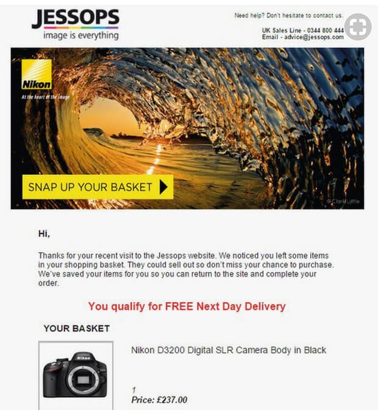 Jessops Abandonment Cart Email Template