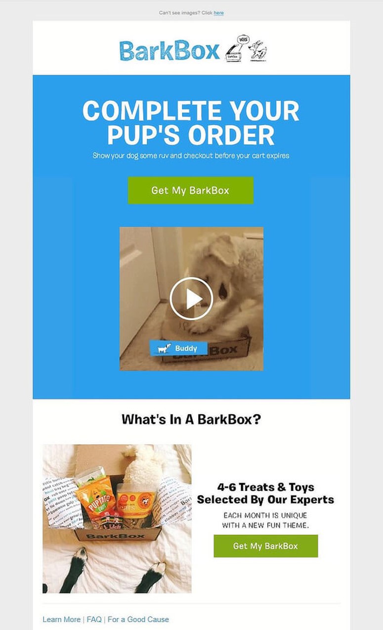 BarkBox Abandonment Cart Emails Templates