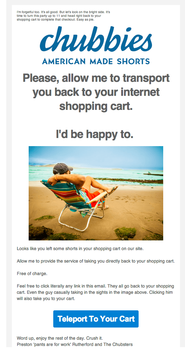 Chubbies Abandonment Cart Emails Templates