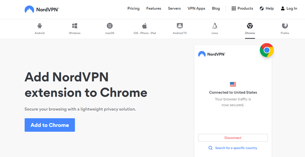 Nord VPN Extension for Chrome Browser