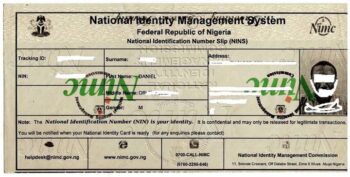 Temporary National Identity Card 