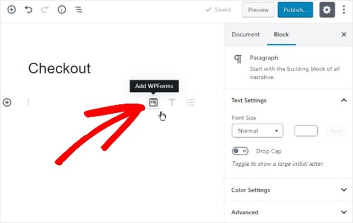 WPForms payment button 