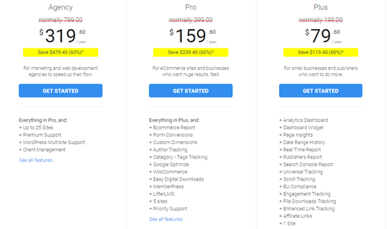 MonsterInsights Pricing