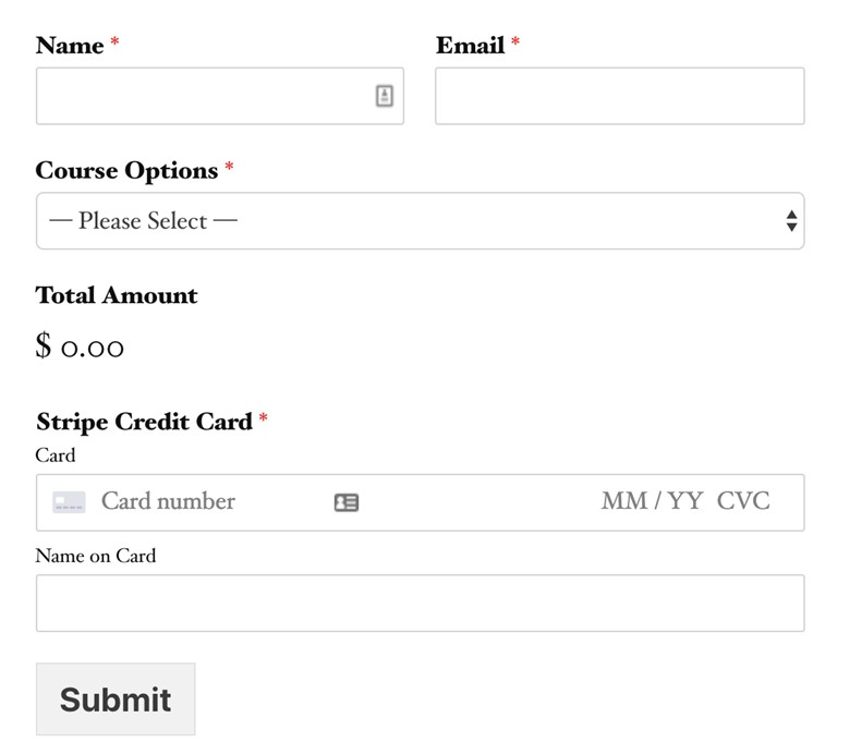 Stripe order forms