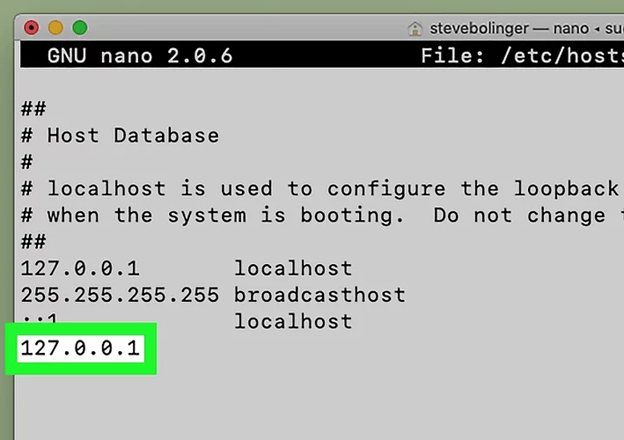 sudo nano /etc/hosts on mac