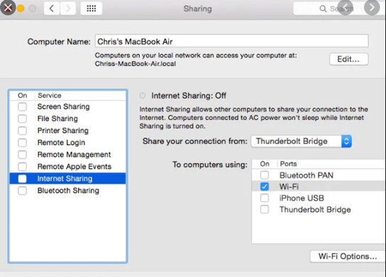 enable internet sharing between Mac and Xbox