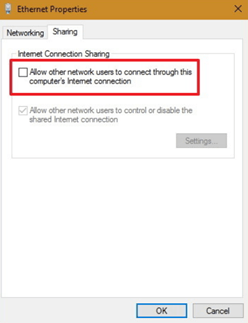 connect through this computer's Internet connection
