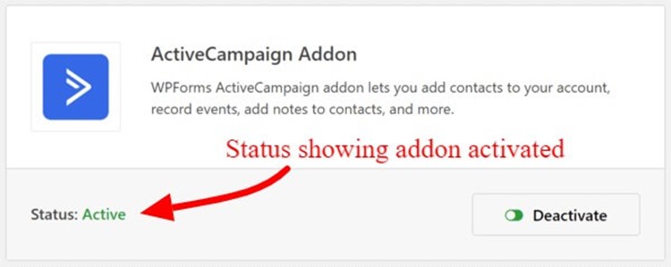 Activate ActiveCampaign WPForms Addon 