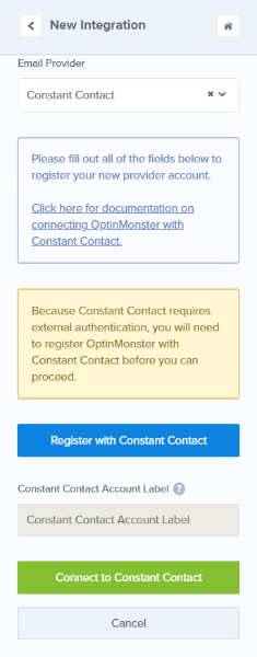 Register with Constant Contact