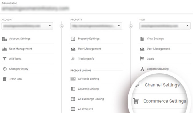 Google Analytics Ecommerce Settings