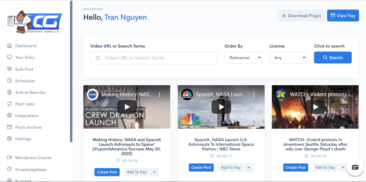 Content Gorilla 2.0 Features & Dashboard 