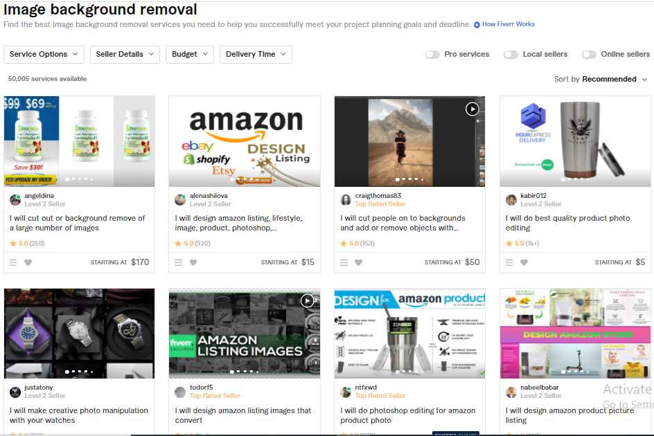 Fiverr GiG for background image remove