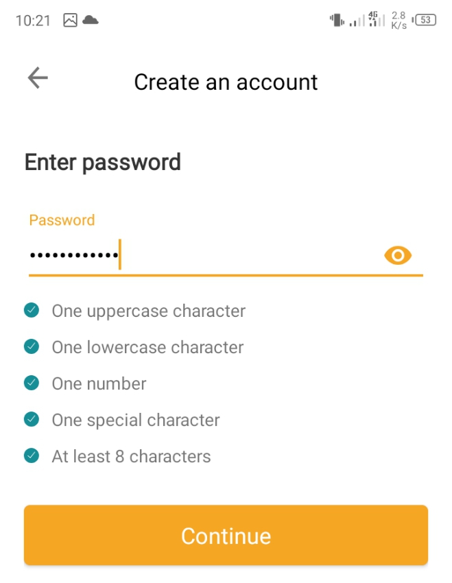 create a strong password on barter app
