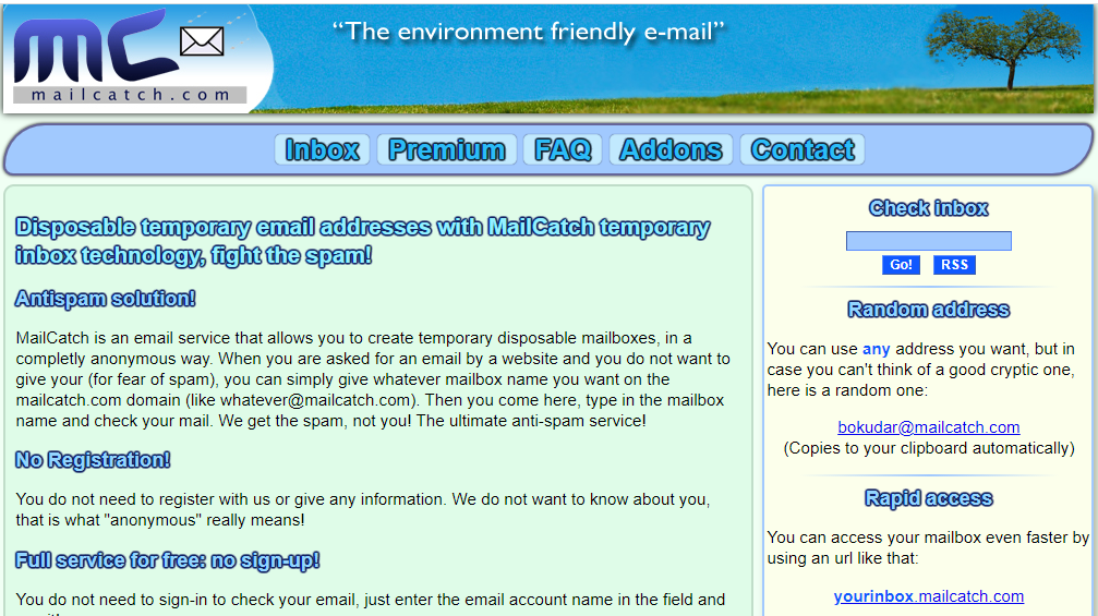 Mail Catch to protect privacy 
