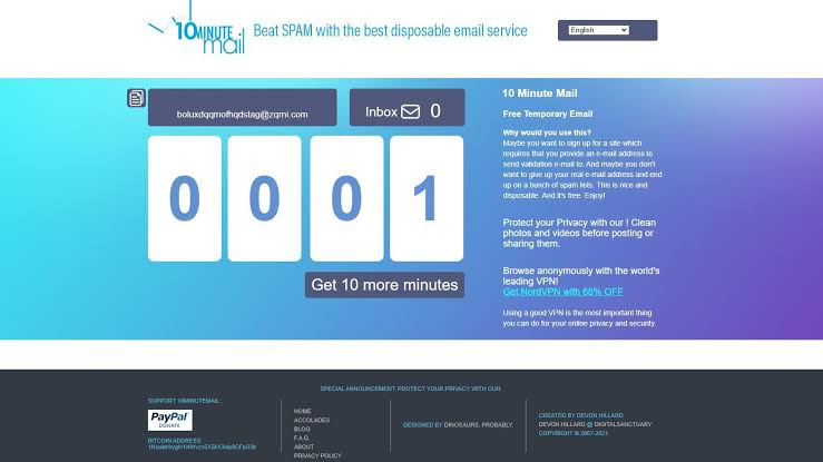 10 Minute Email Addresses    