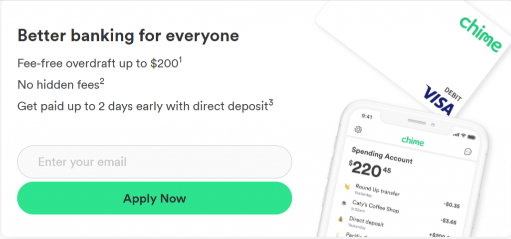Chime $50 Loan mobile application
