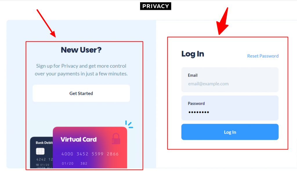 Login to privacy.com