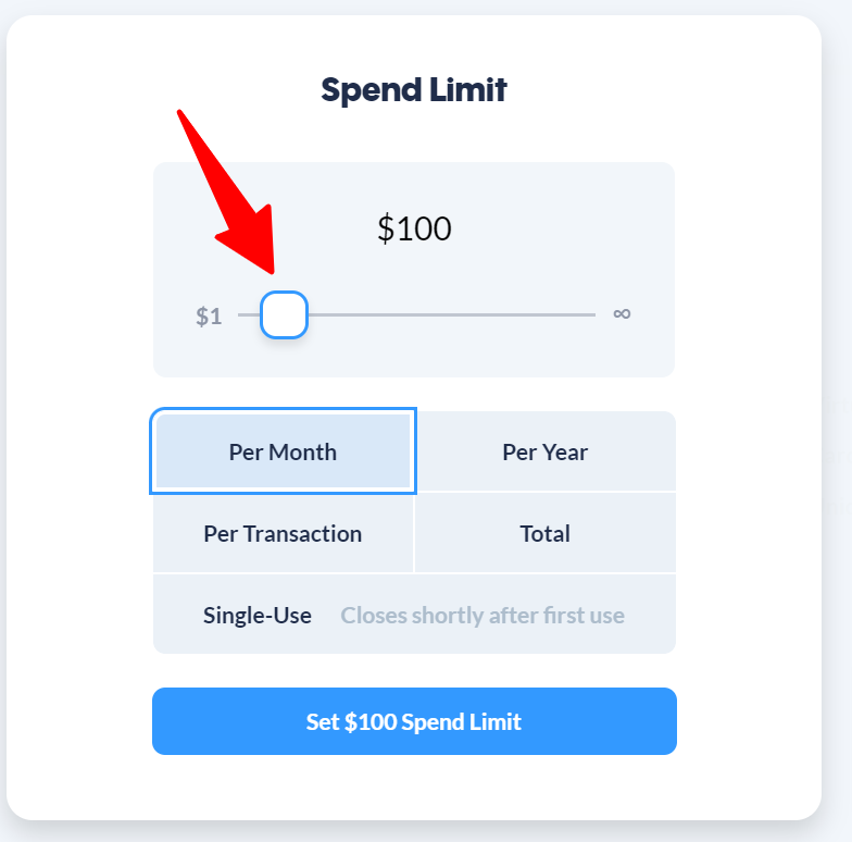 set your Virtual debit card spending limit