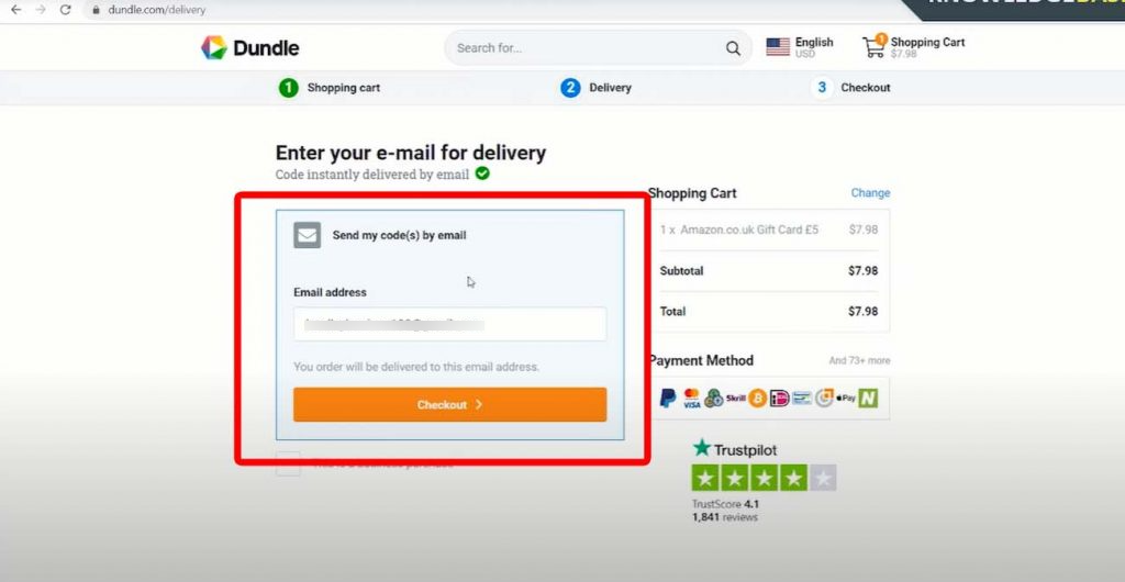 Choose the email address where your order will be delivered to