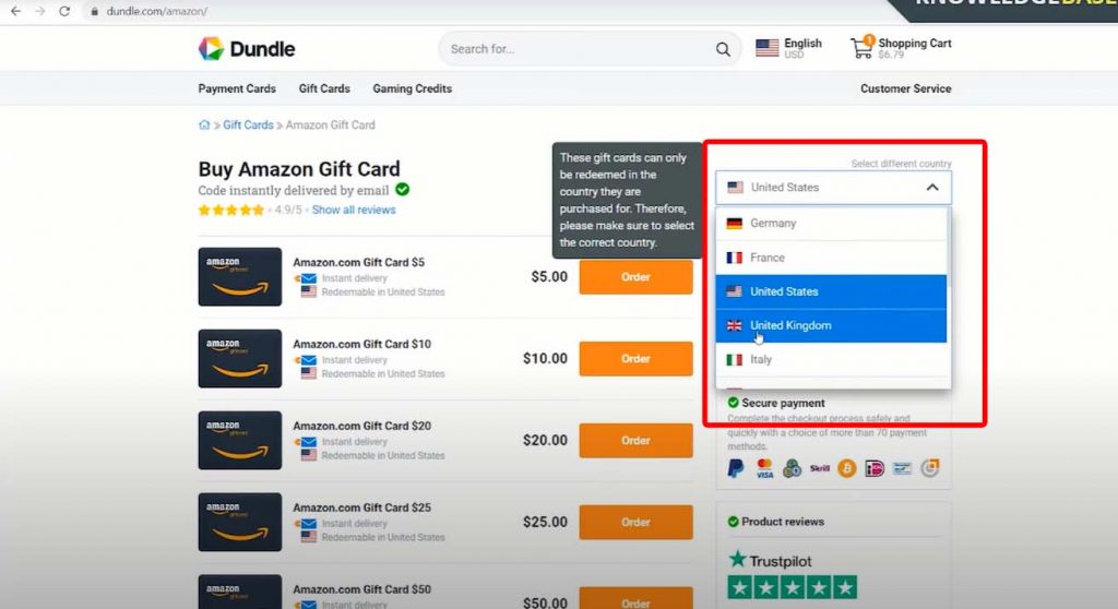 Select your desired language to buy amazon gift card
