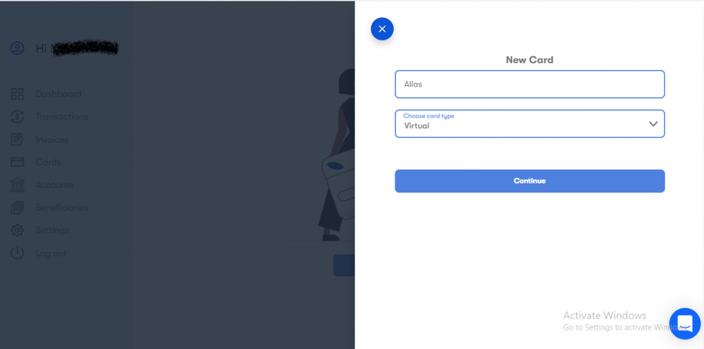 Create New Card on geegpay.