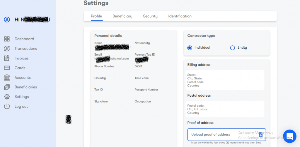 geegpay Settings for identity verification 