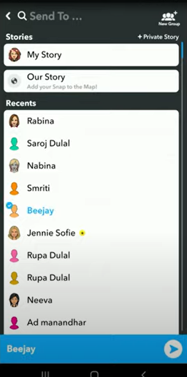 Choose a Friend you want to Share your Story with