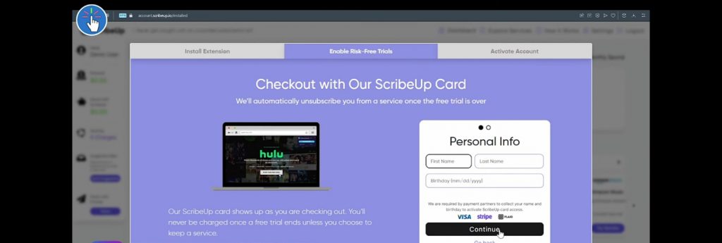 submit personal details on ScribeUp