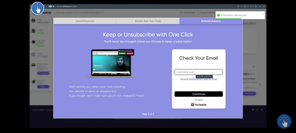 submit email address on scribeup