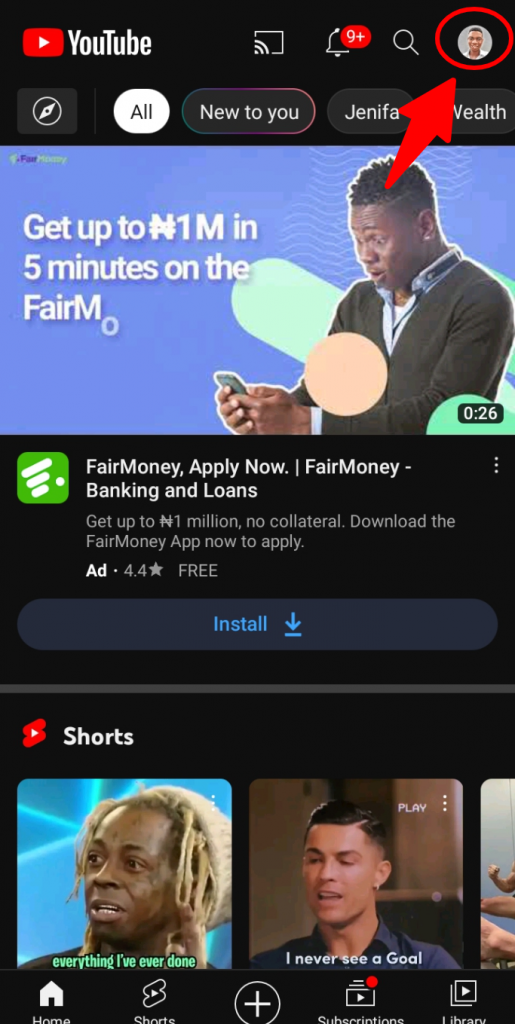 Open your YouTube mobile application or Youtuber application on your phone.