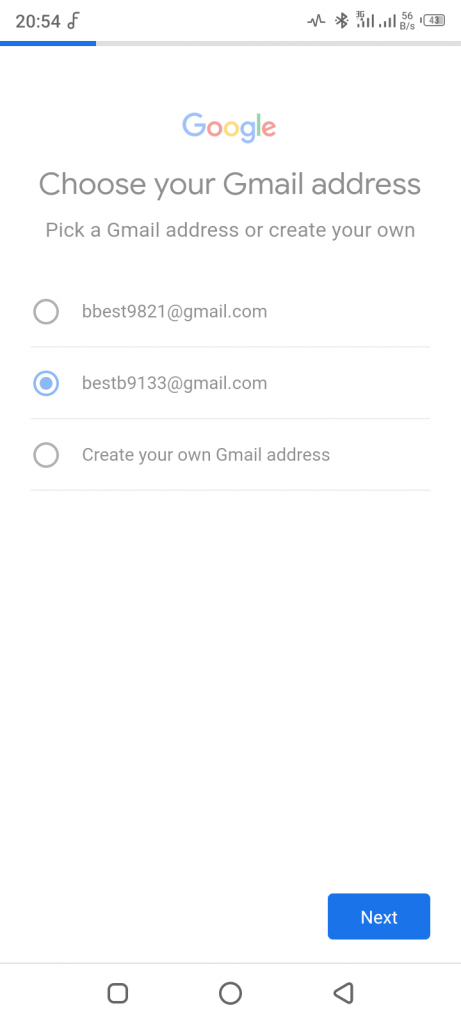  Now you need to choose your new Gmail account username