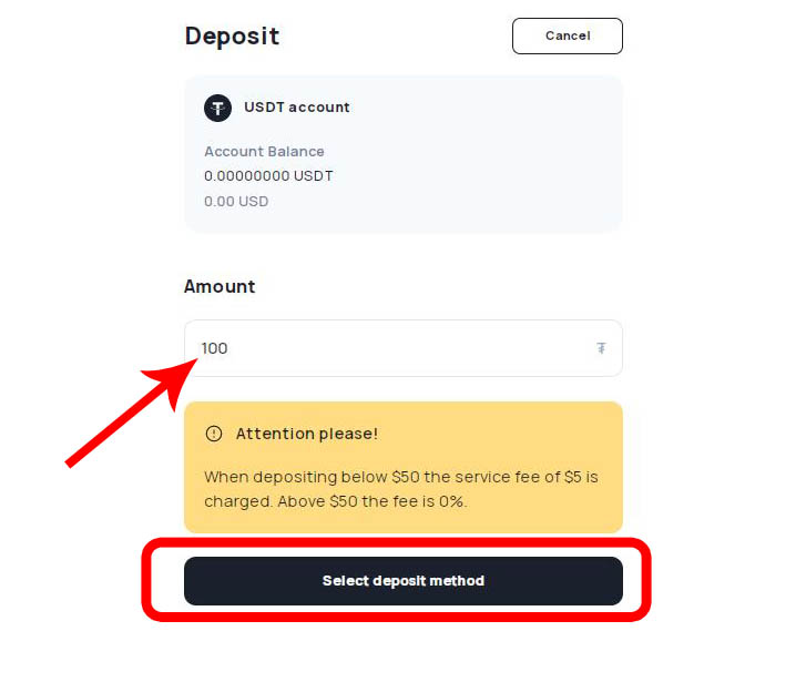 Deposit into your Account 