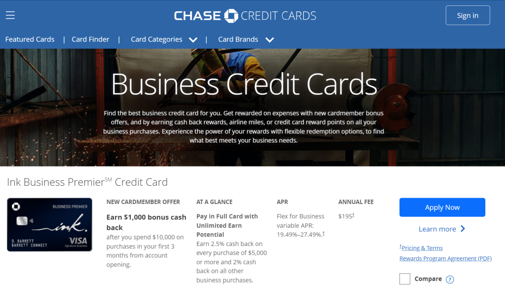  Chase Bank Company Credit Cards